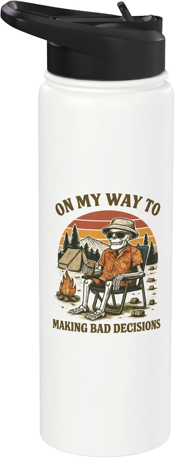 Botella agua acero inox aislada para camping divertida