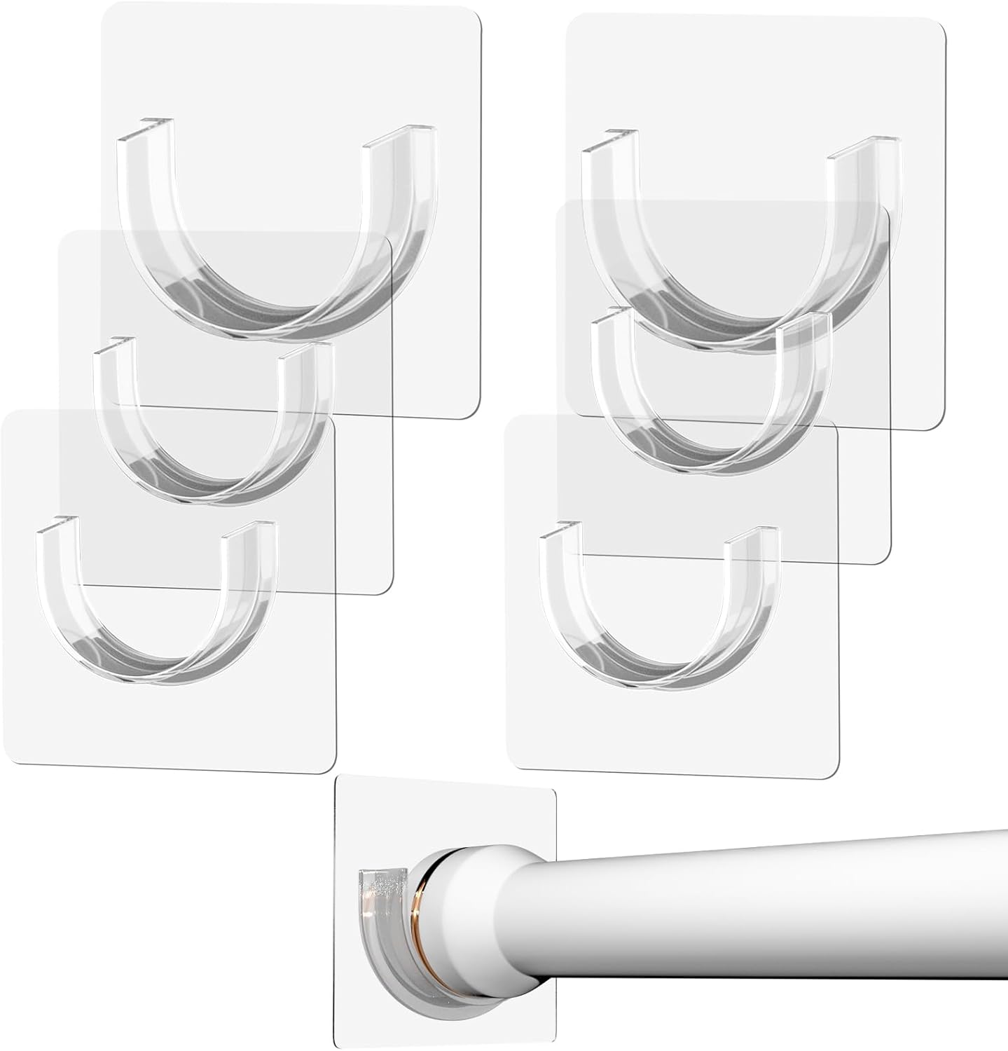 6 Soportes adhesivos para barra ducha sin taladrar 30lb