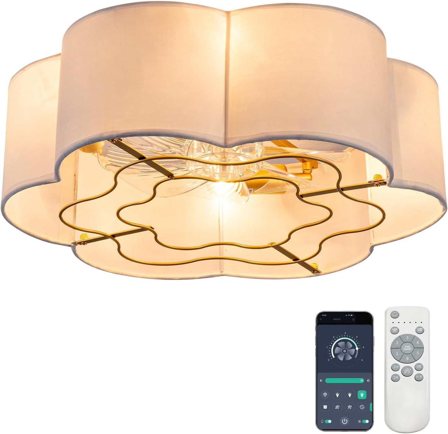 Ventilador techo boho 20pulg con luces 6 velocidades dormitorio