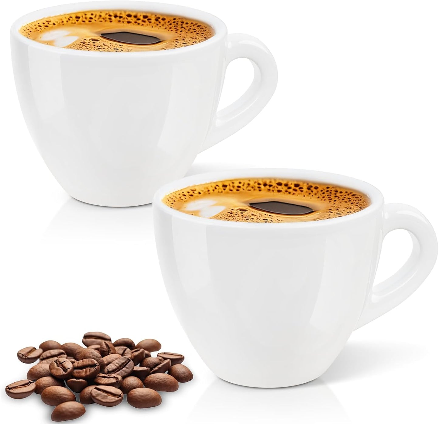 2 Pzas Taza Espresso Cerámica 2.5oz Blanco