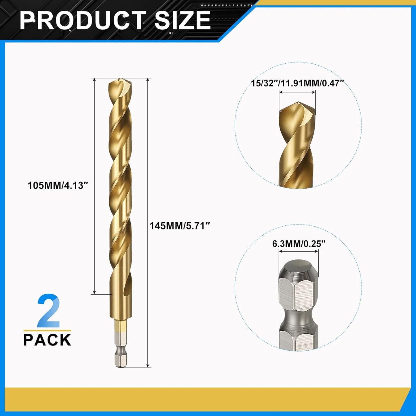 Broca hexagonal 15/32 pulg acero M35 cobalto 5% cambio rapido