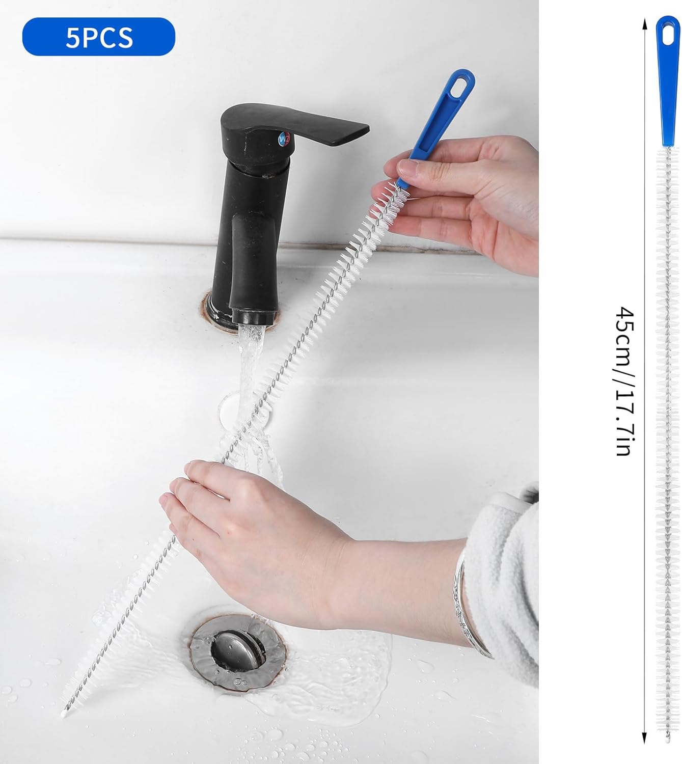 5 Cepillos Limpieza Drenaje Flexible Inodoro Cocina Baño