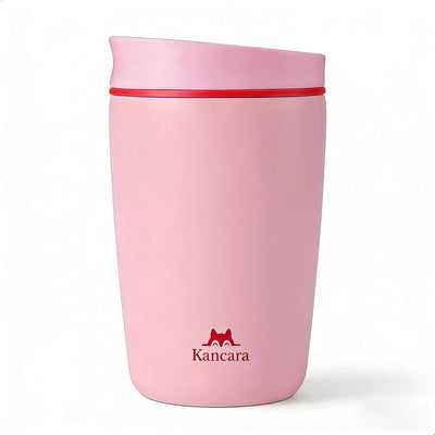 Taza de café aislada con tapa deslizante de acero inoxidable rosa
