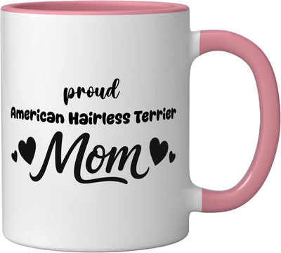 Taza cerámica para amante del perro American Hairless Terrier rosa/blanca