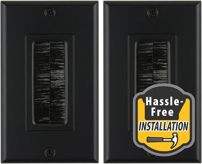 Placa pared con cepillo 2uds para cables baja tensión