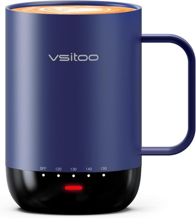 Taza café inteligente con autocalentamiento 16oz azul