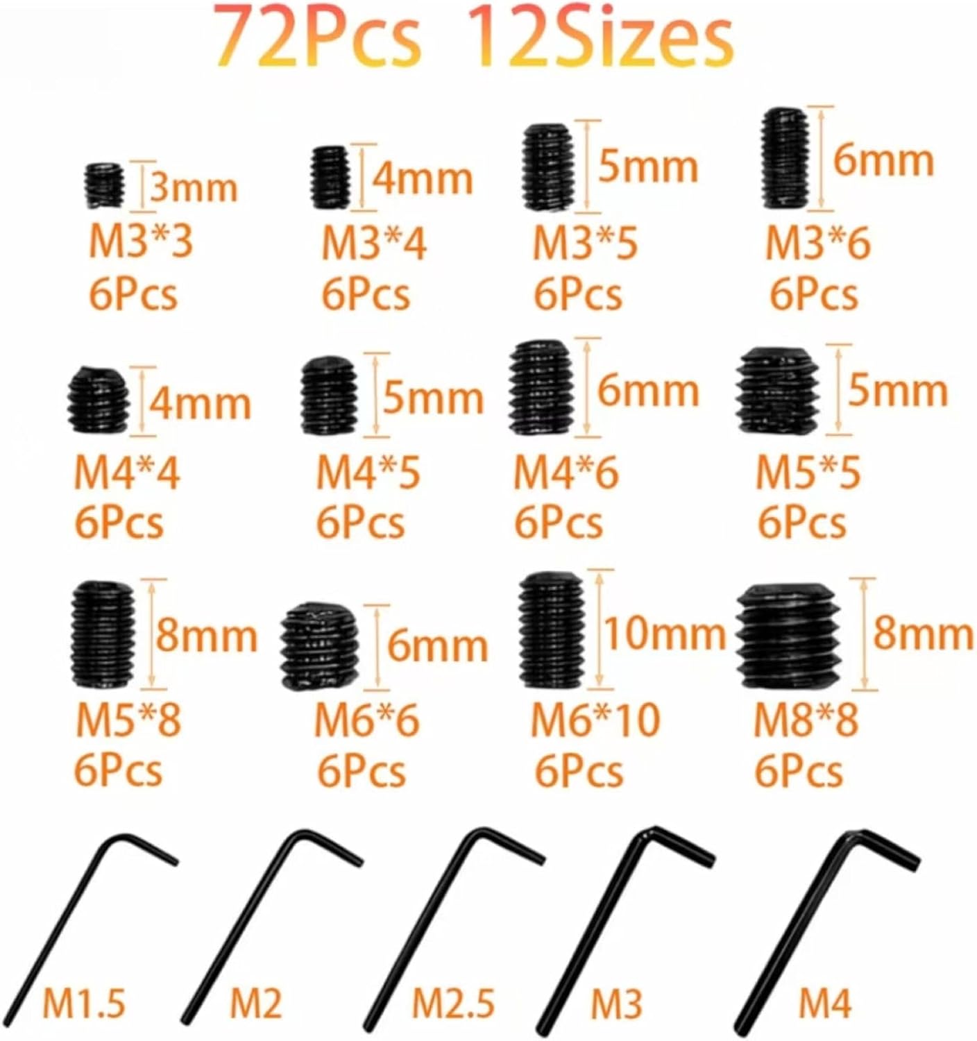 Set 72 llaves Allen métricas M3-M8 para muebles y bricolaje