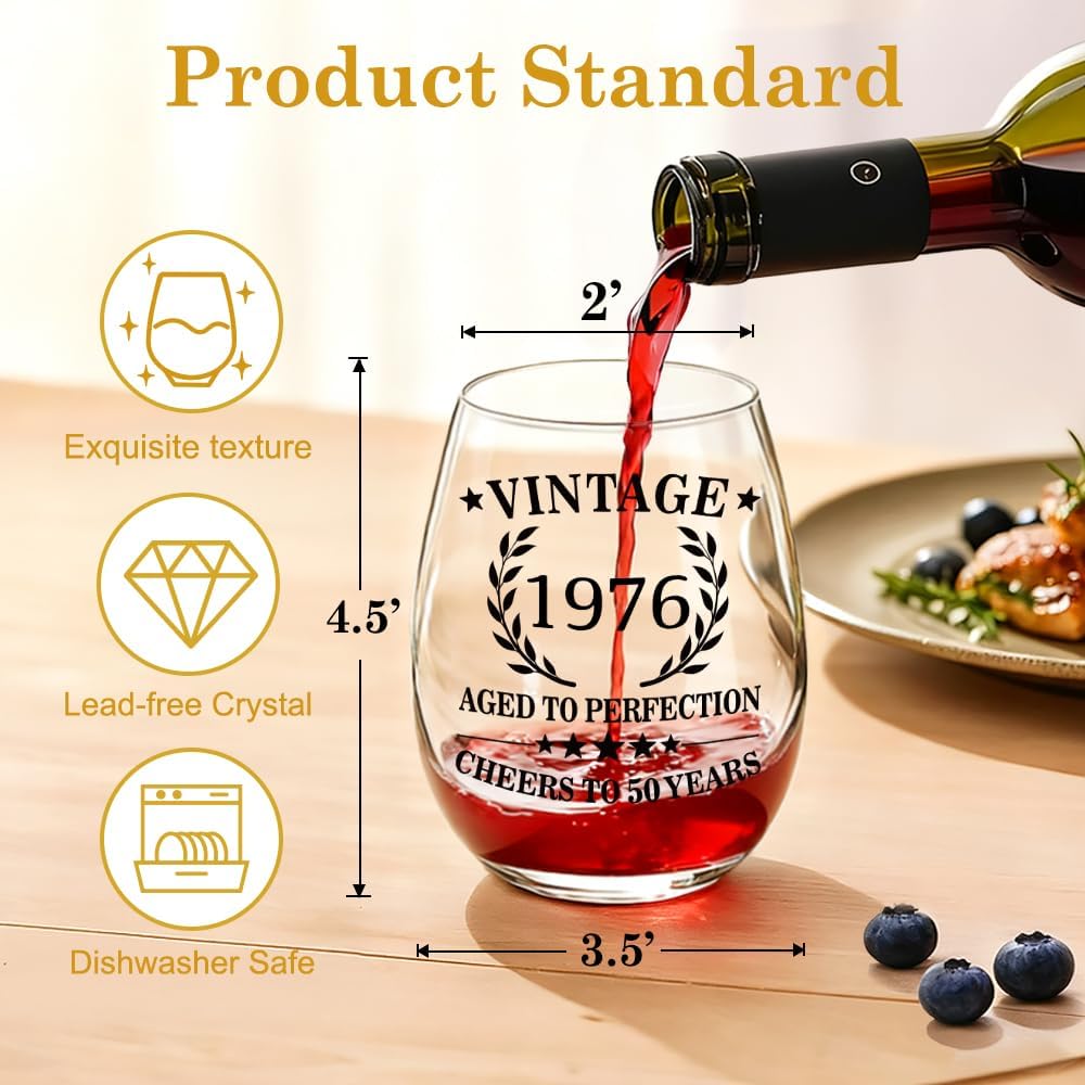 Copa de vino vintage edición limitada regalo 50 cumpleaños mujer
