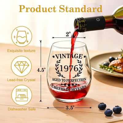 Copa de vino vintage edición limitada regalo 50 cumpleaños mujer
