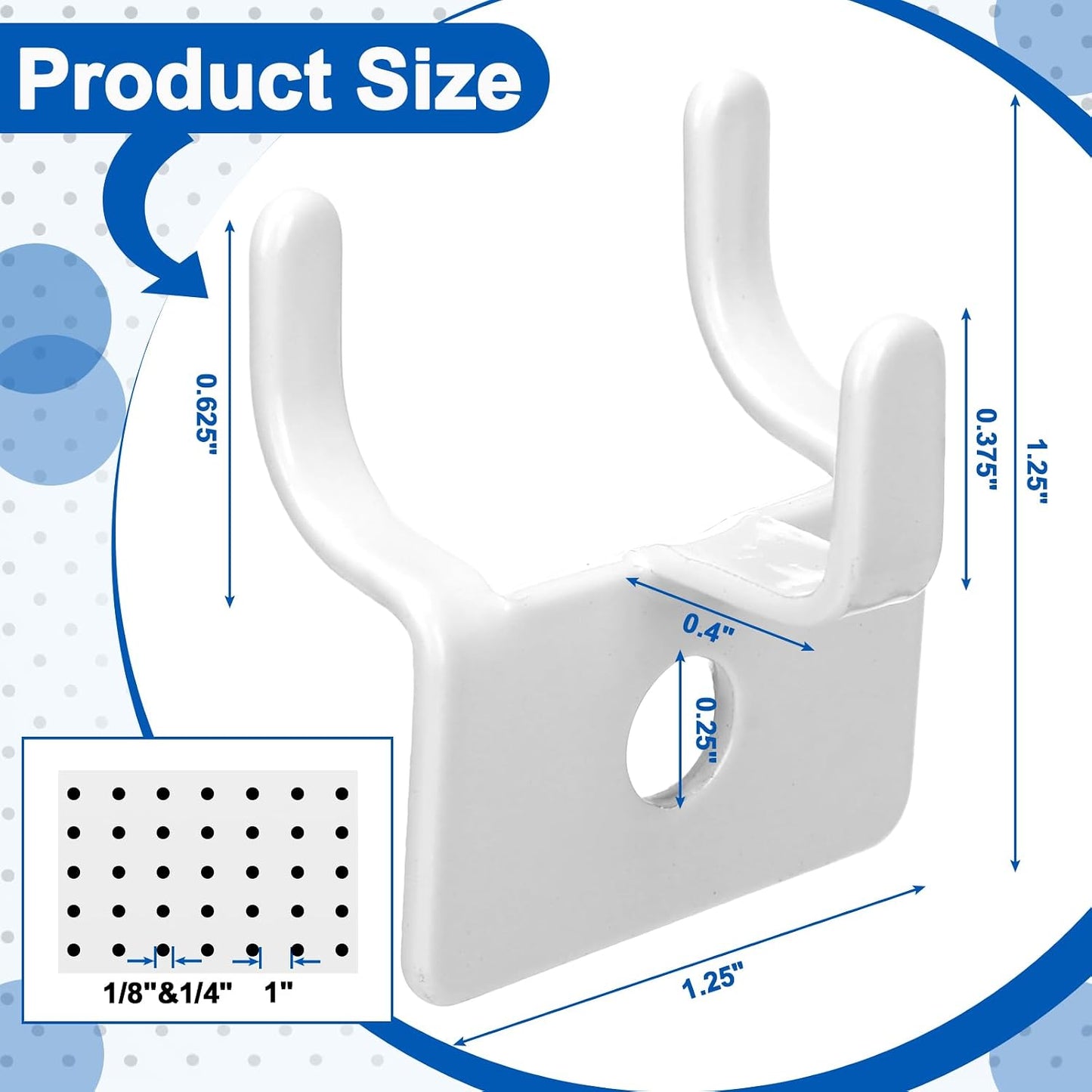 Ganchos metal para tablero clavijas 50uds blanco
