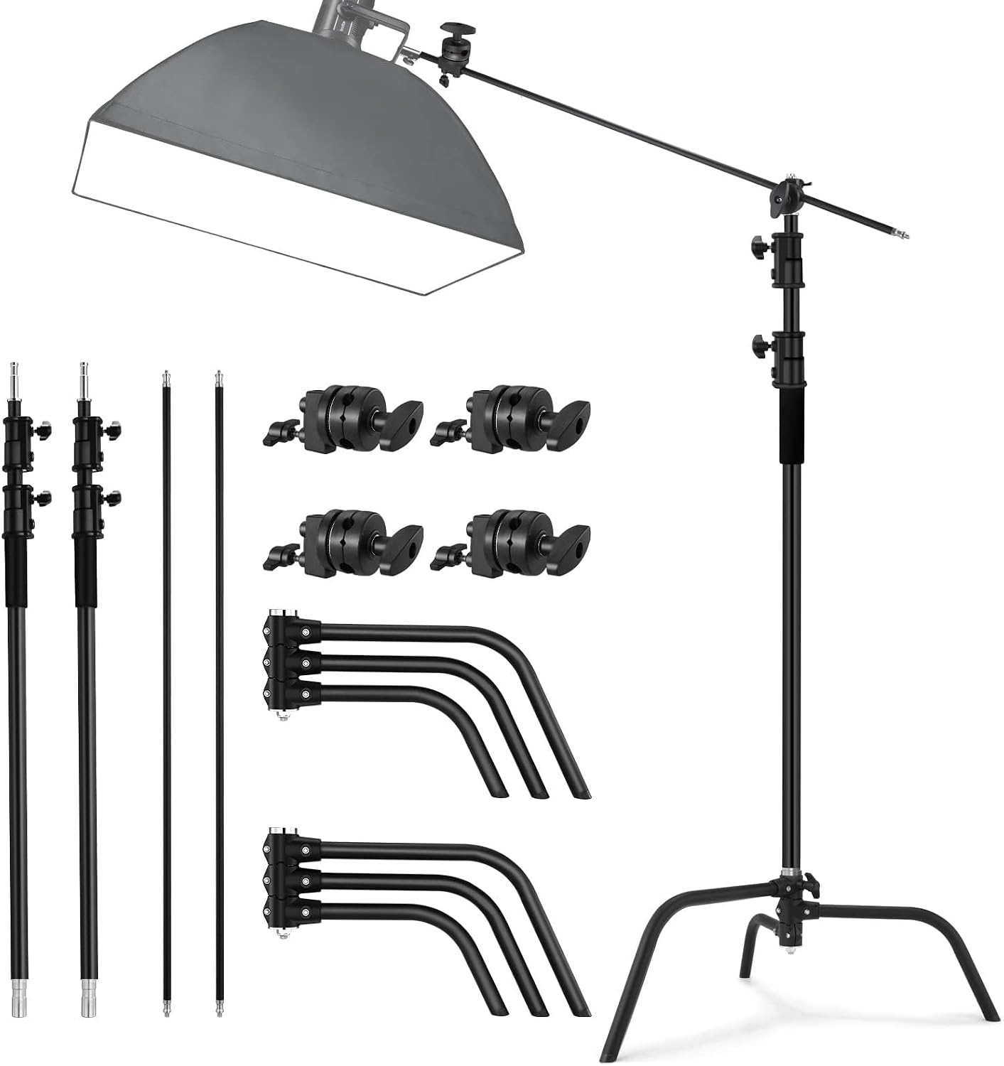 2 Pzas Soporte Luz Profesional Acero 3.5ft Base Tortuga 10ft