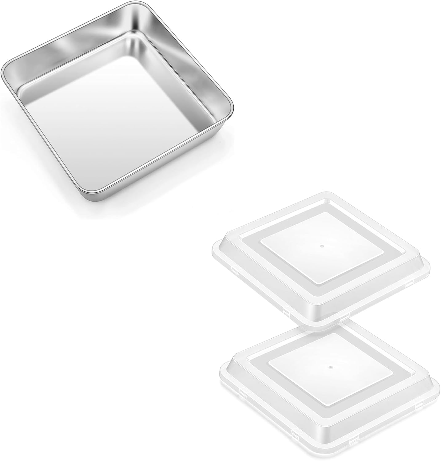 Molde para hornear acero inoxidable TeamFar 8x8 pulgadas con tapas