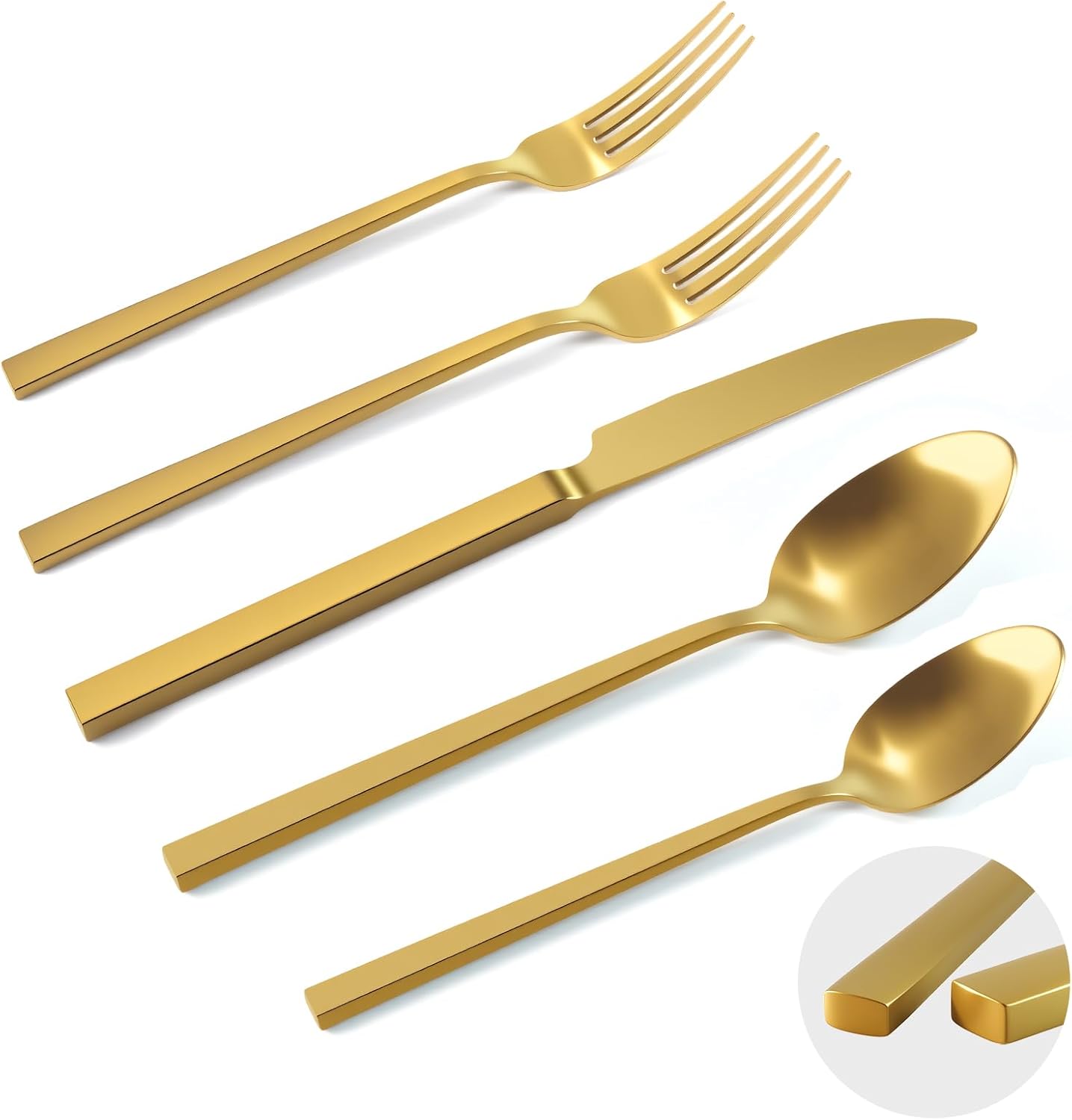 Set 60 Cubiertos Acero Inox Oro Mate
