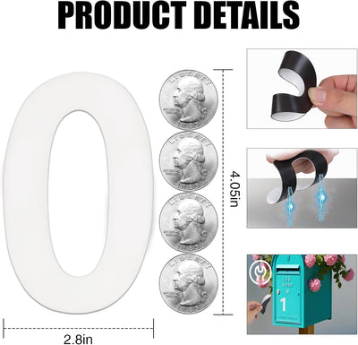 Números magnéticos para buzón 4pulg blanco reutilizables 0-9