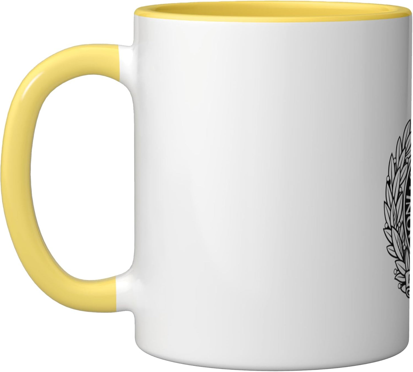 Taza cerámica Royal Engineers Capbadge negro y blanco con amarillo
