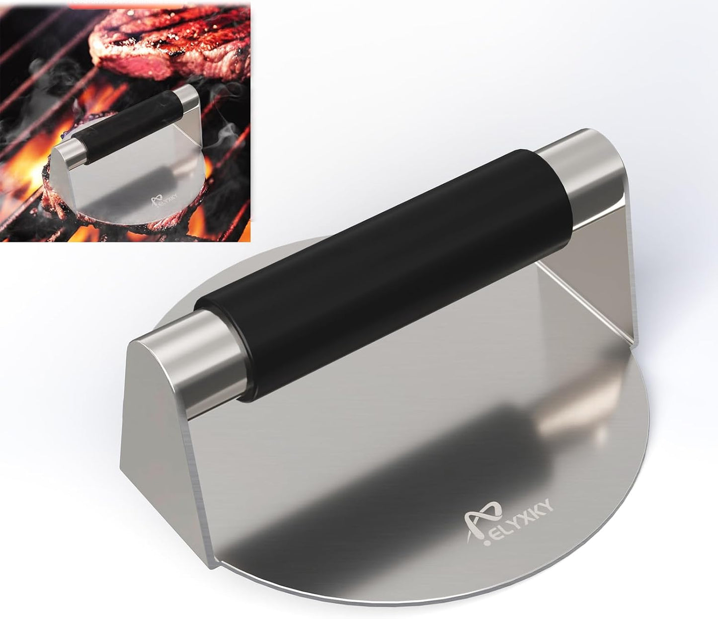 Prensa hamburguesas 5.5pulg acero inox 304 mango comodo