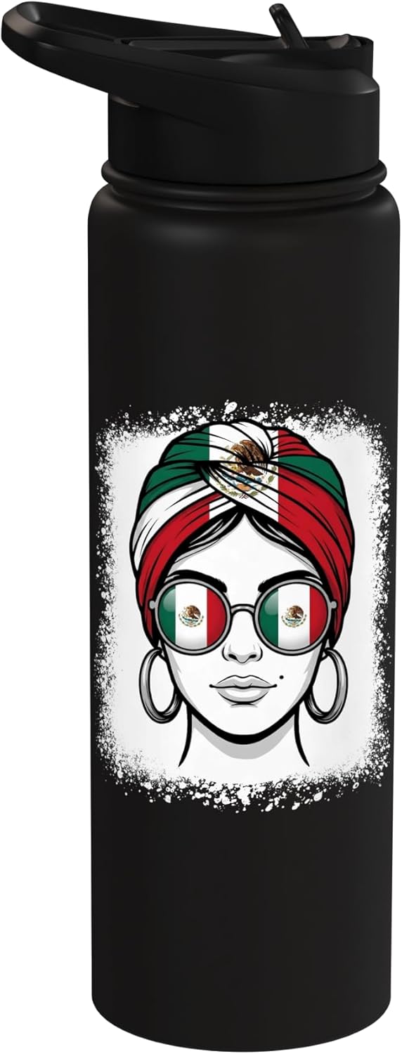 Turbante Bandera Mexicana Botella Agua Térmica Acero Inox