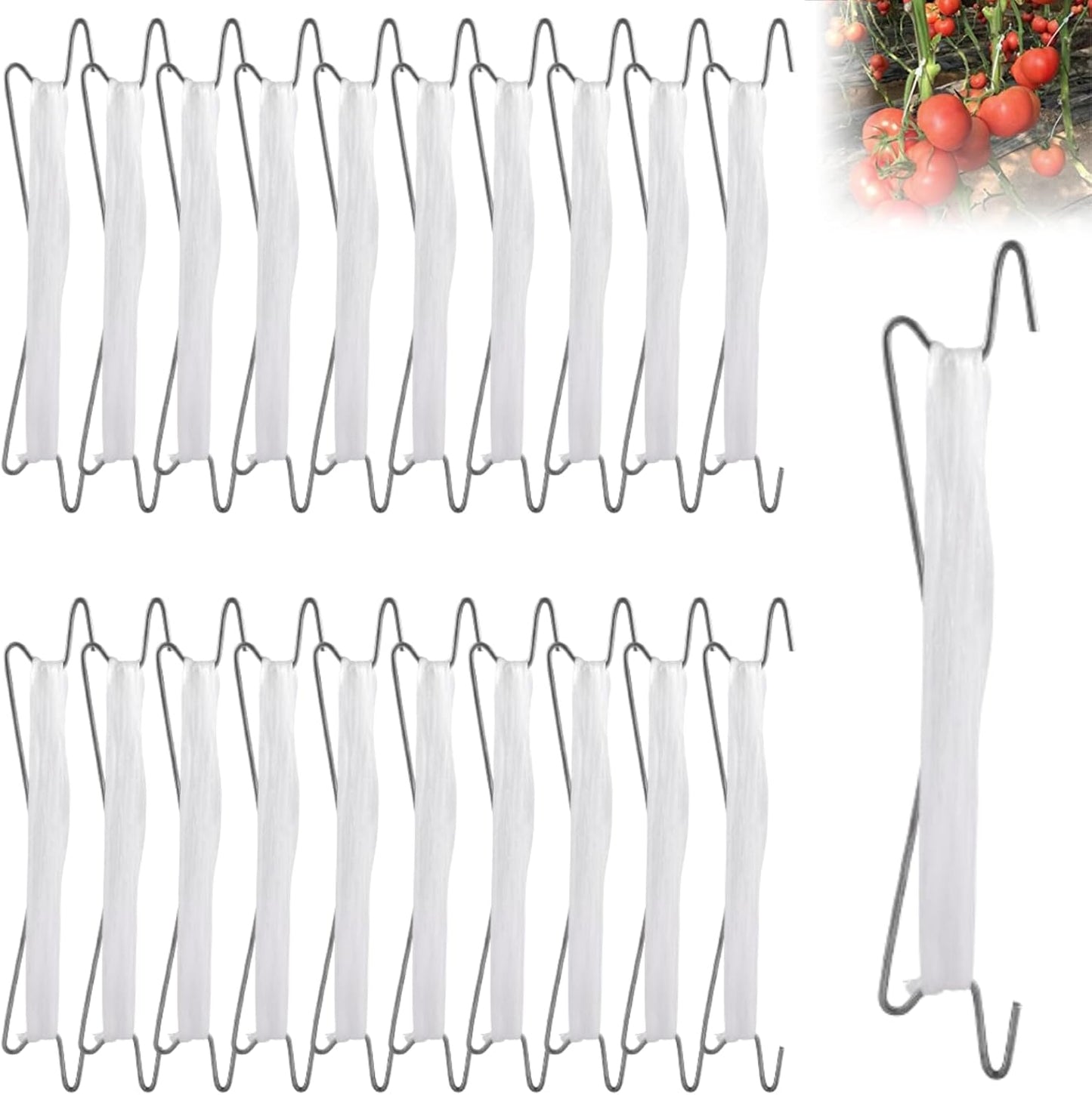 20 Ganchos J para Tomates con Cuerda Soporte