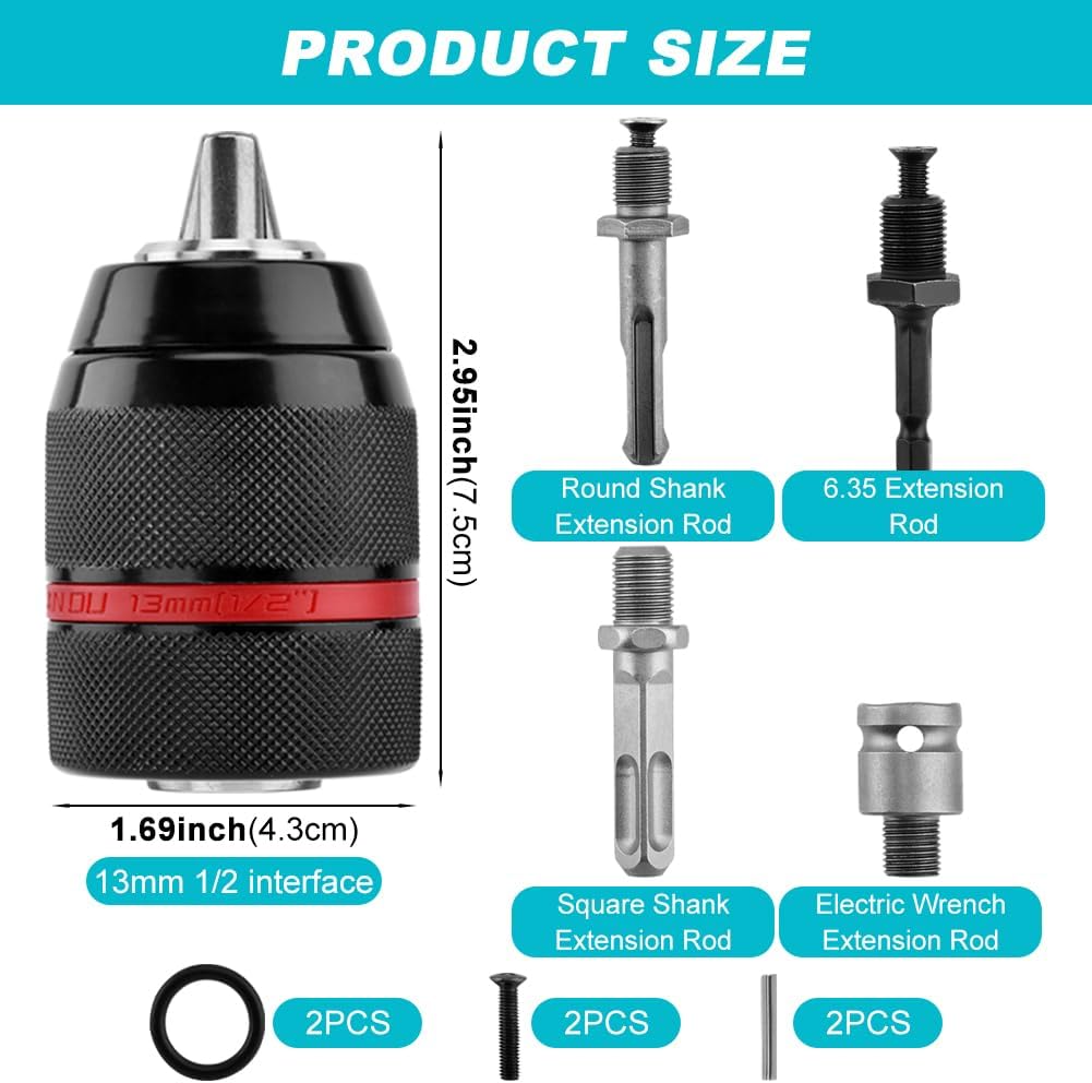Adaptador impacto 1/2 a 3/8 portabrocas autoapriete negro