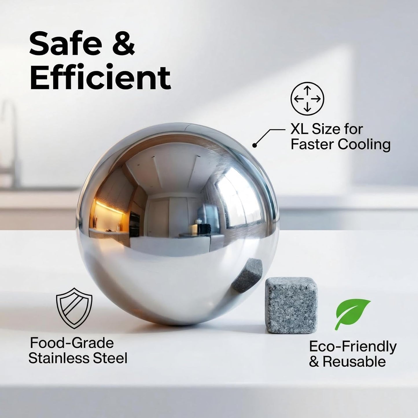 2 Pzas Enfriador Bola Hielo Acero Inox XL Café Reutilizable