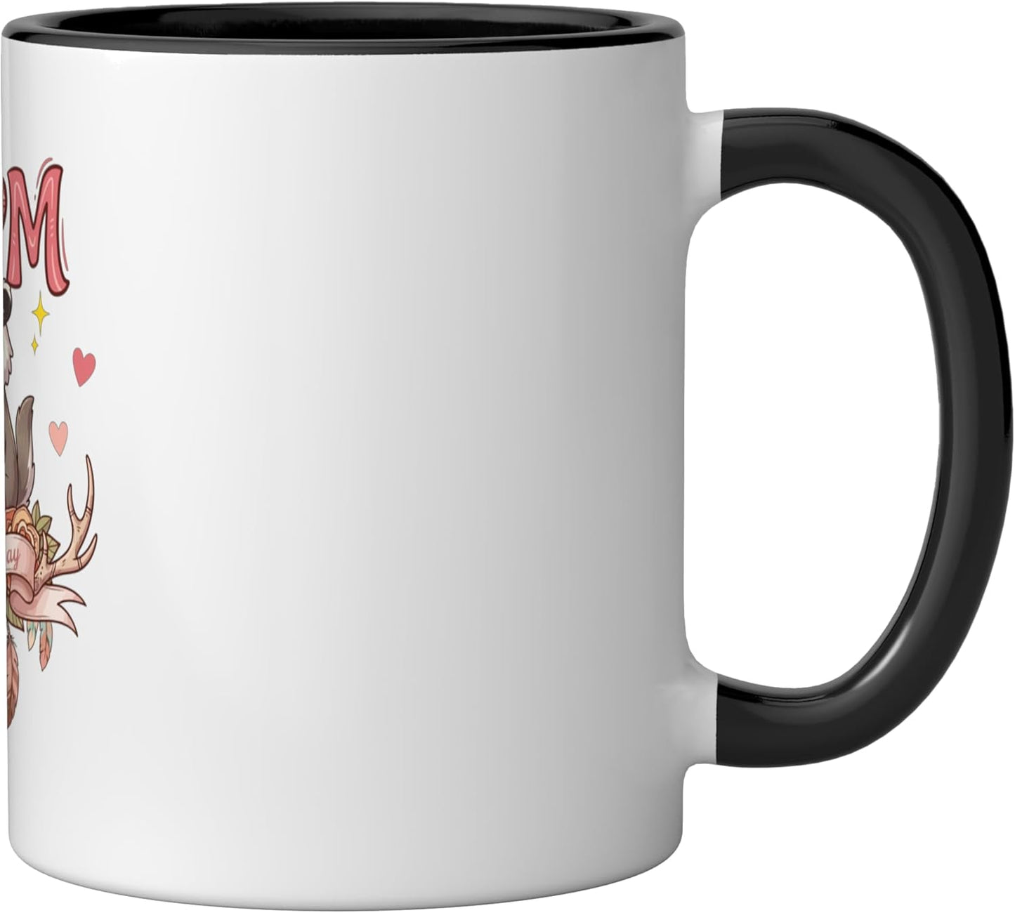 Taza Cerámica Familia Zorro para Mamá Negro Blanco