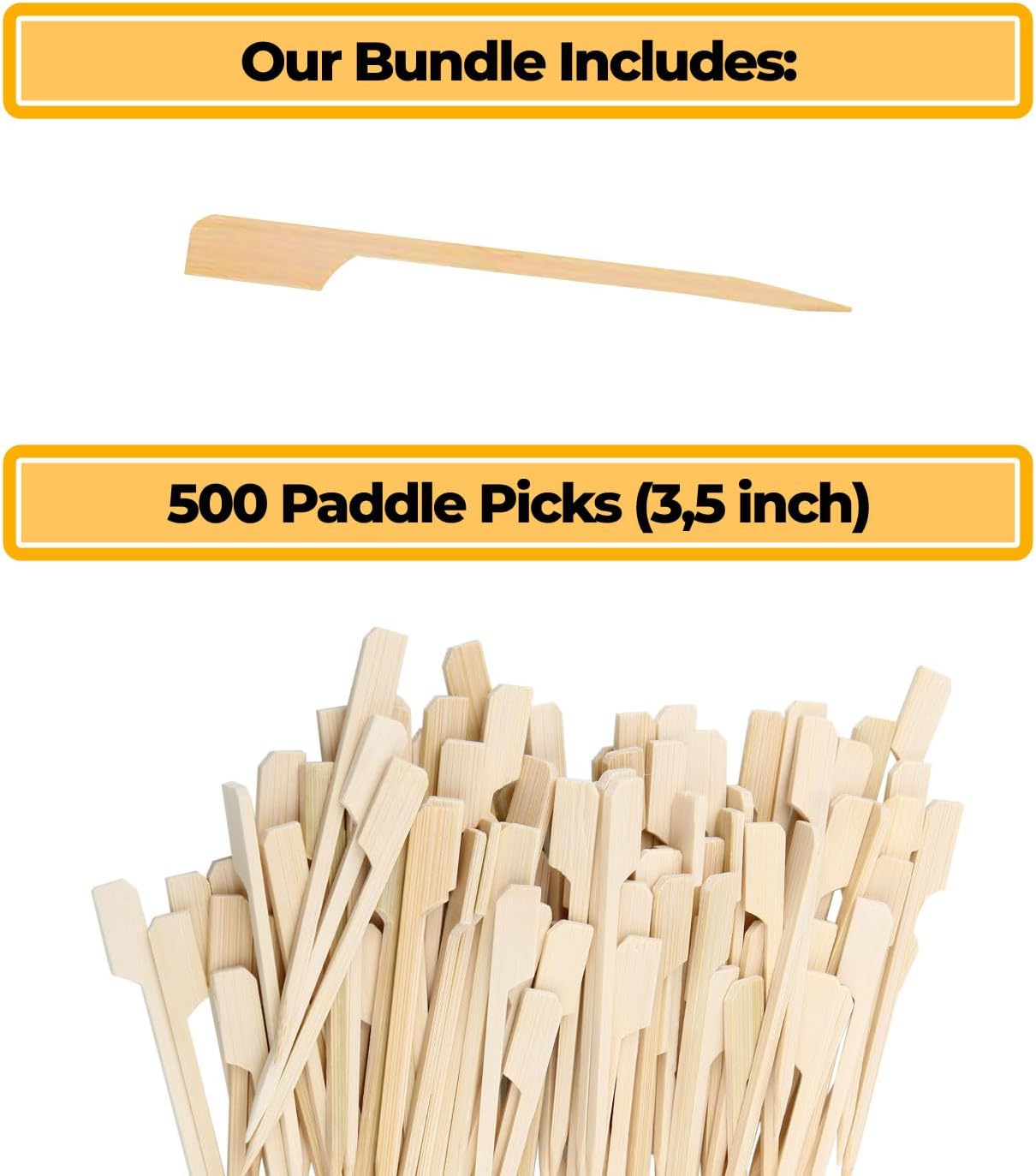 Palillos bambú decoración cupcakes 3.5pulg paquete 500
