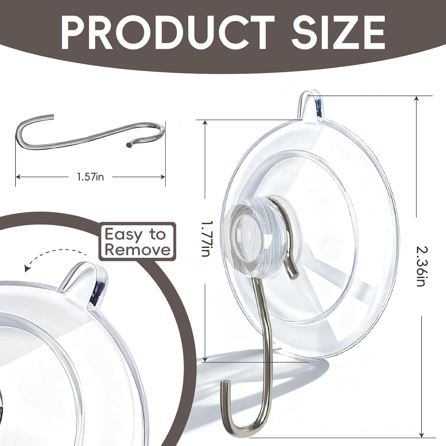Pack 15 Ganchos Ventosa 1.77pulg Soporte 10lb