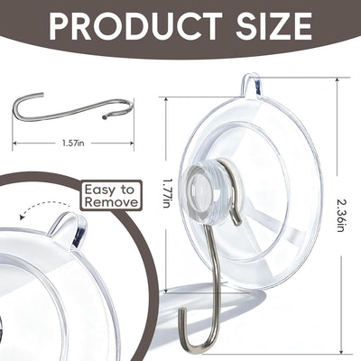 Pack 15 Ganchos Ventosa 1.77pulg Soporte 10lb