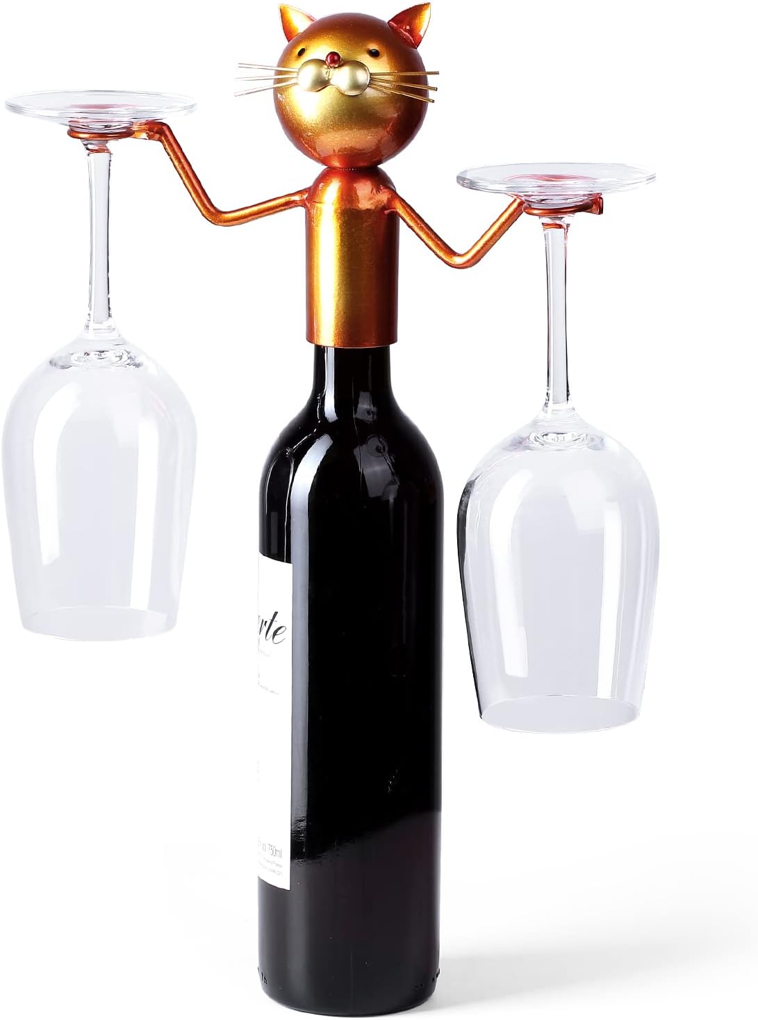 Soporte vino con forma de gato regalo Halloween Navidad