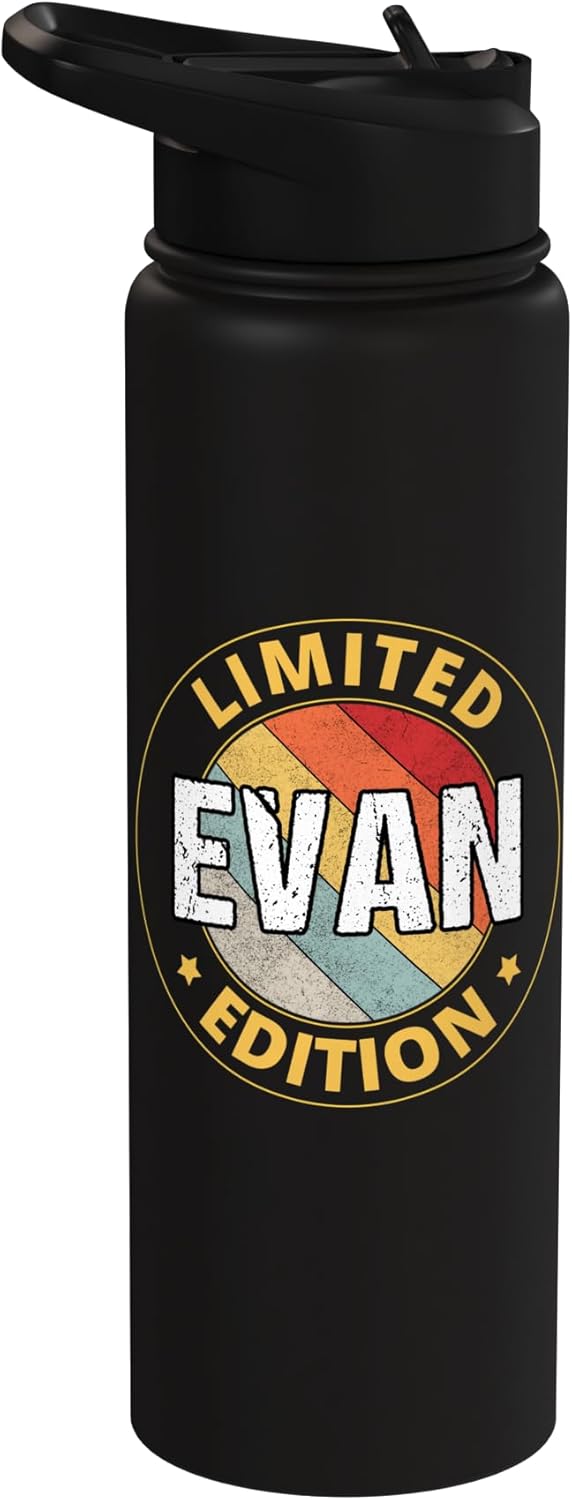 Botella de agua acero inoxidable aislada Evan Name