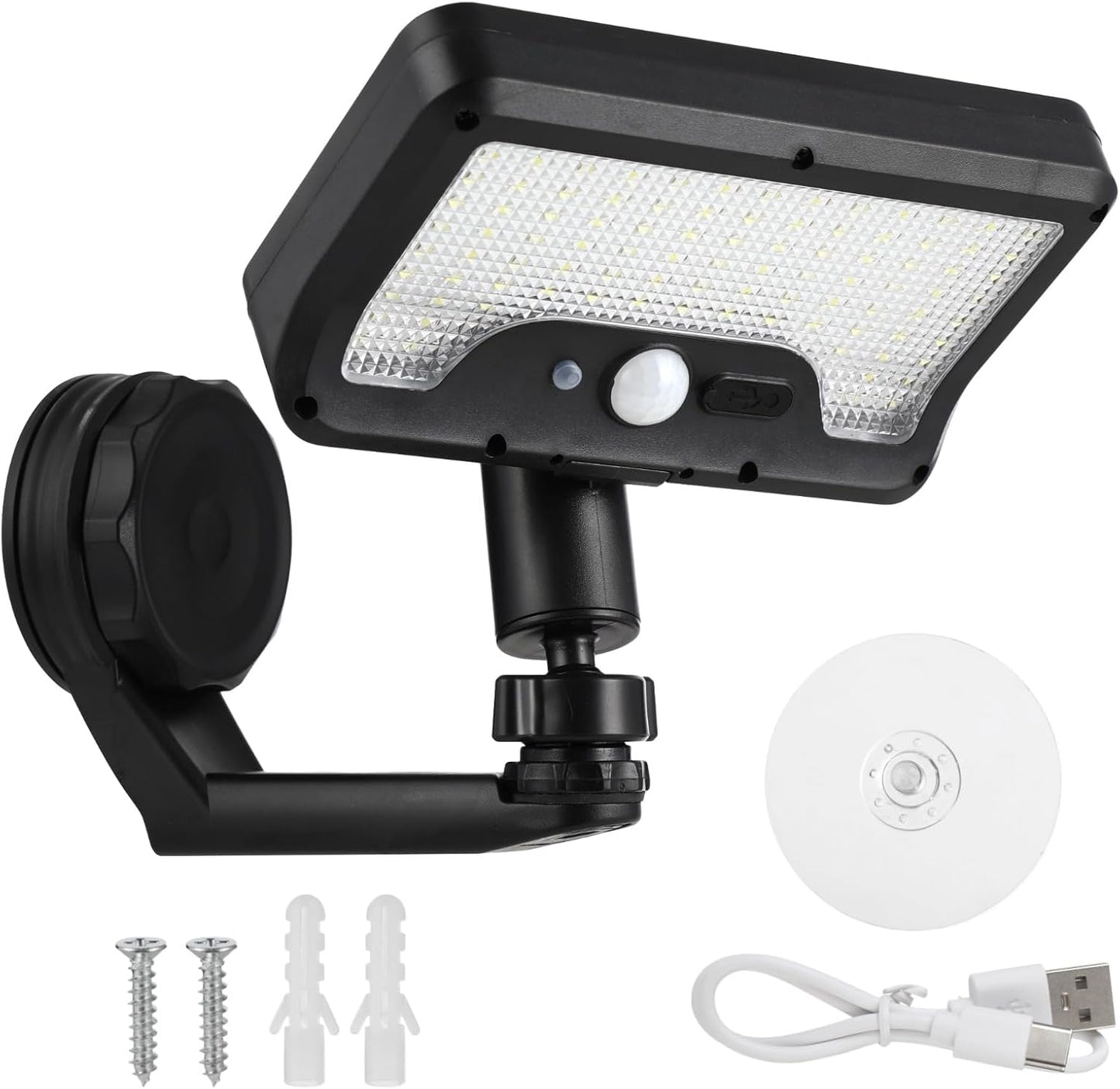 Lámpara pared solar 92 LED IP65 ajustable para balcón