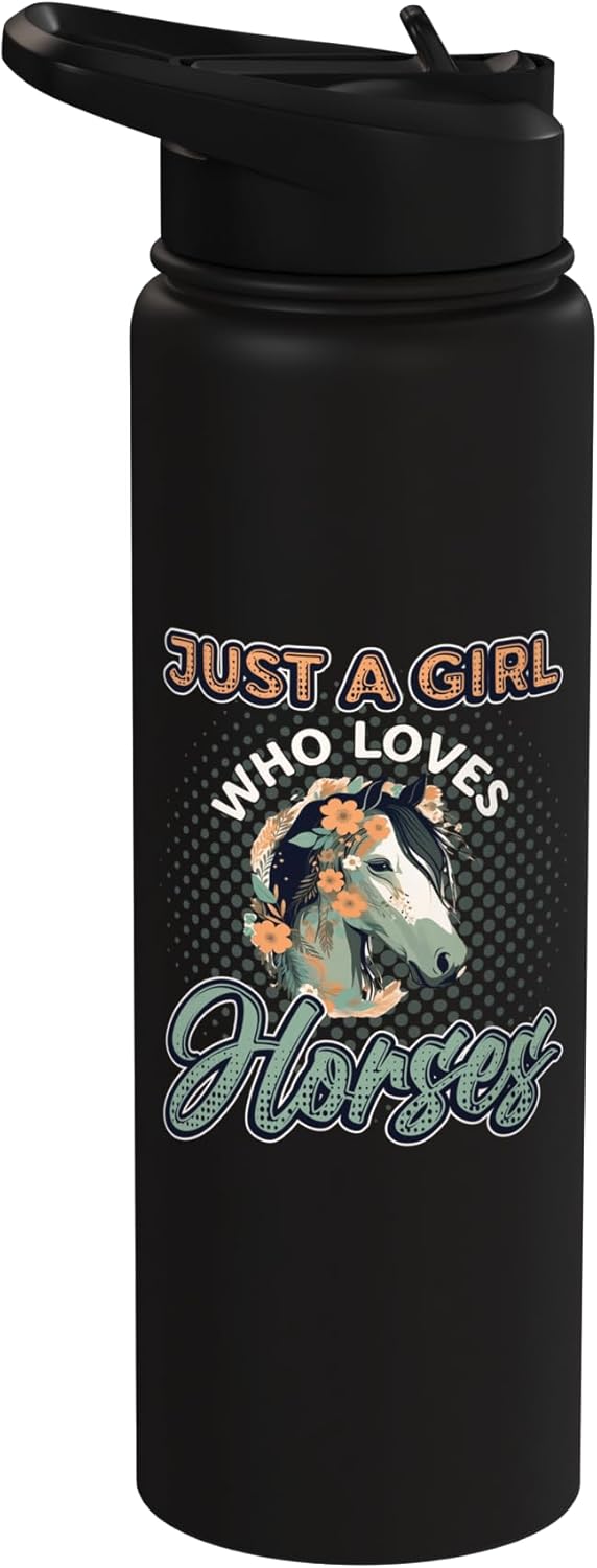 Botella de agua acero inoxidable aislada para chicas que aman caballos