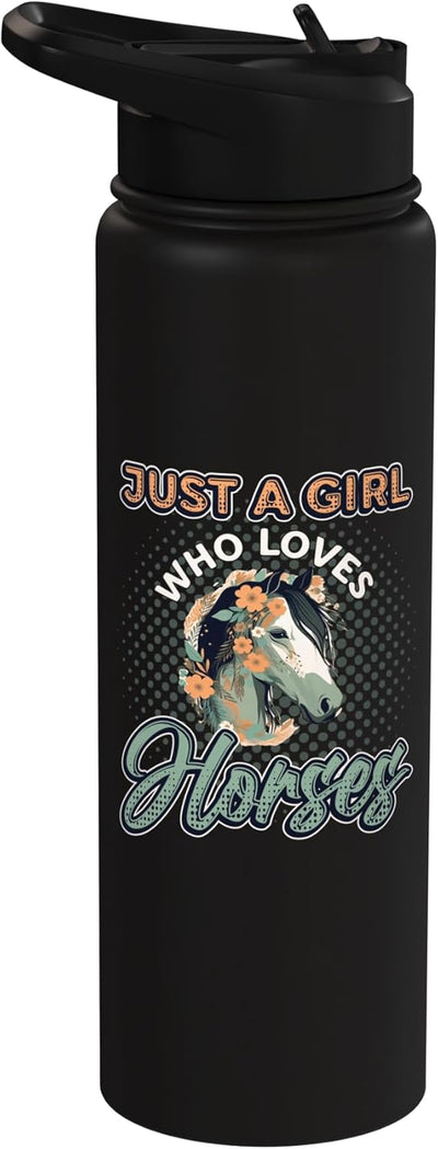 Botella de agua acero inoxidable aislada para chicas que aman caballos