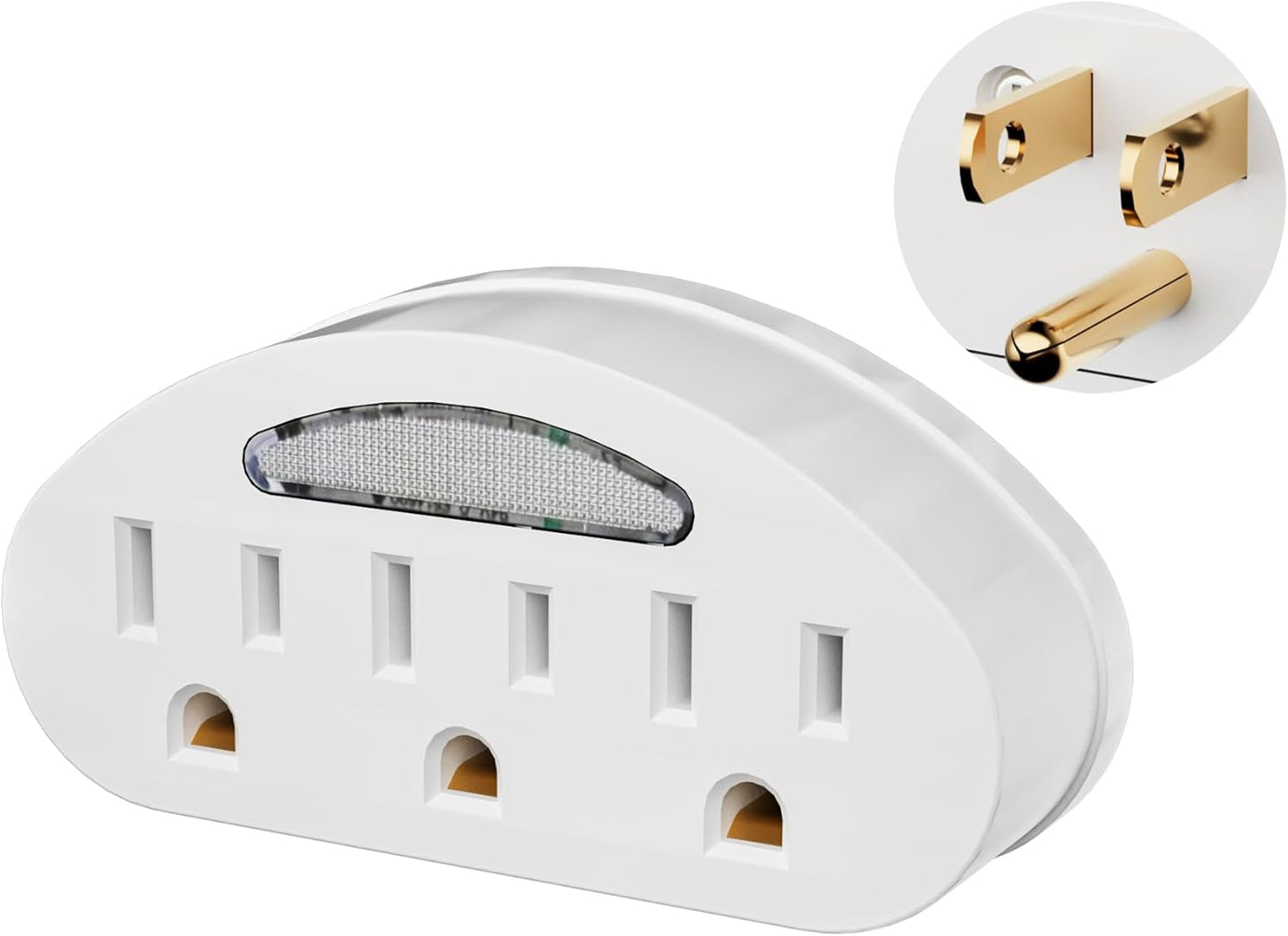 Extensor 3 enchufes con luz led para hogar oficina blanco