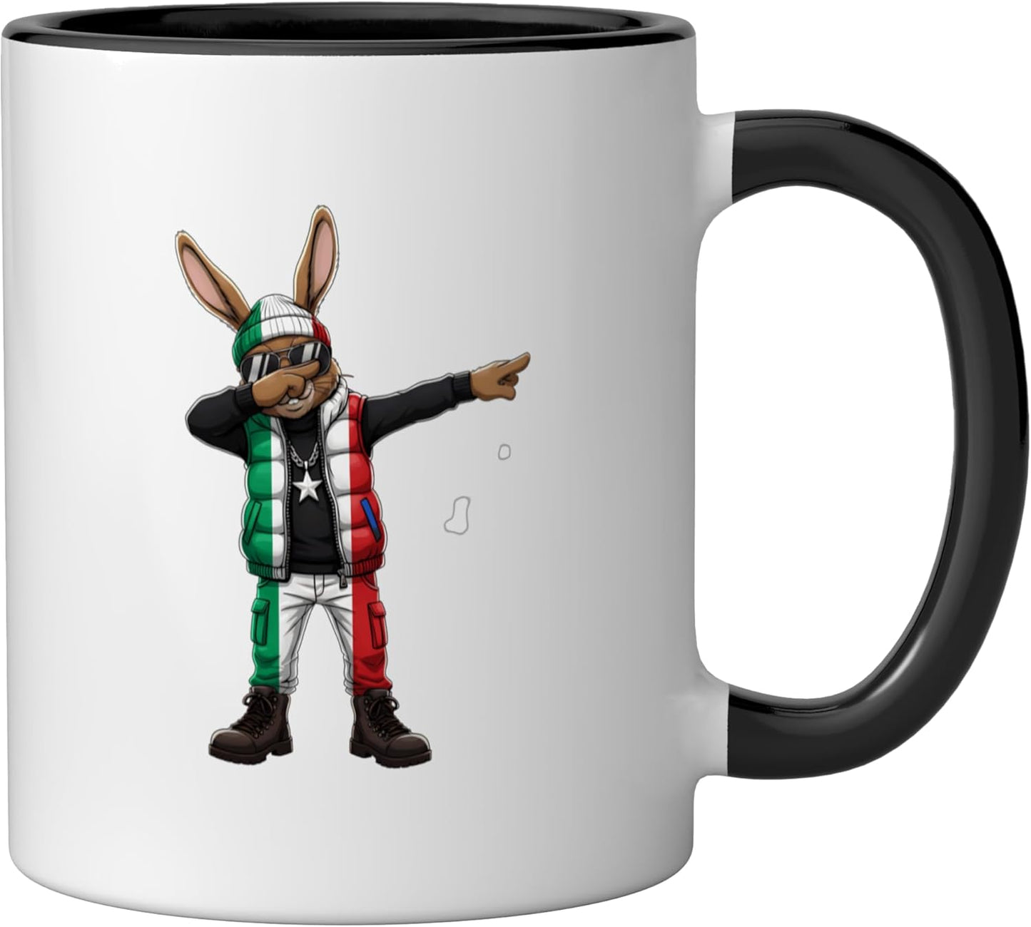 Taza cerámica bandera de Italia negra/blanca
