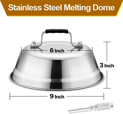 Cúpula fusión queso 9pulg para plancha 2uds acero inox