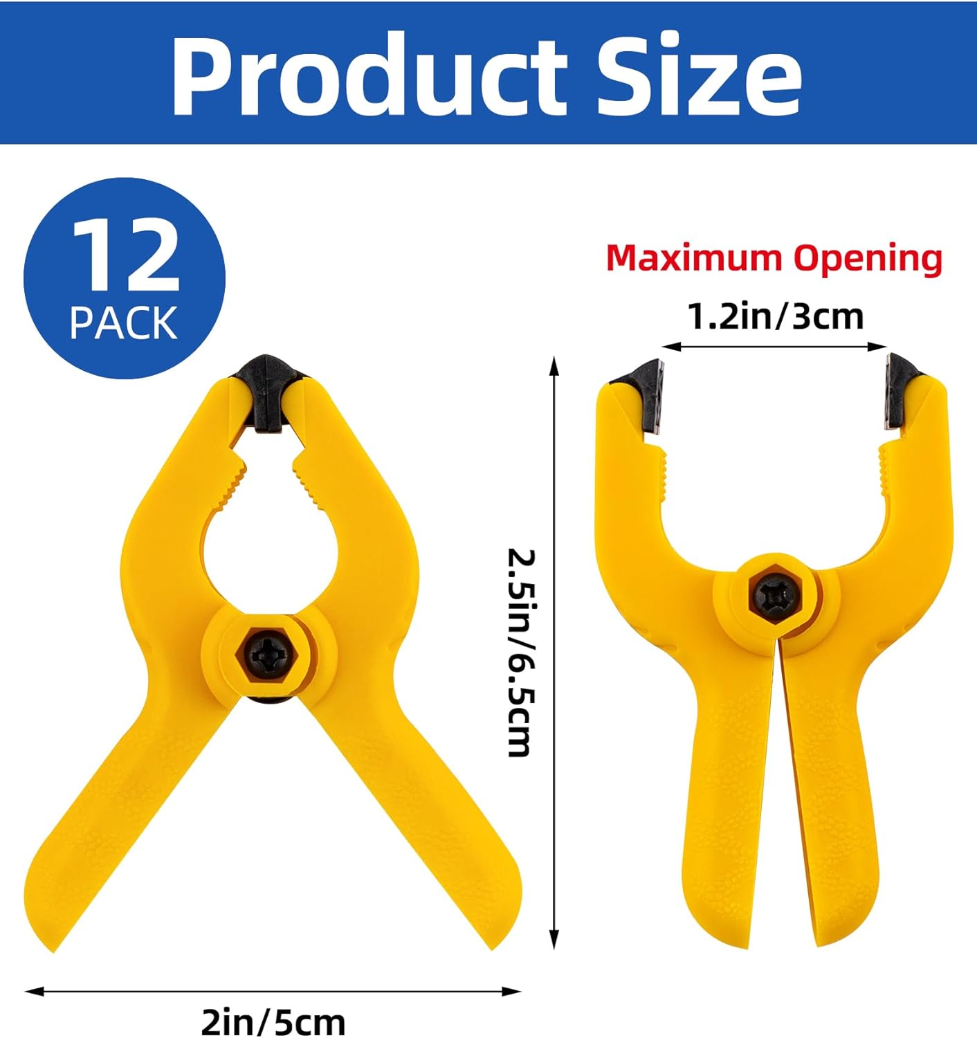 Pack 12 Abrazaderas Resorte Plástico 2.5pulg Carpintería