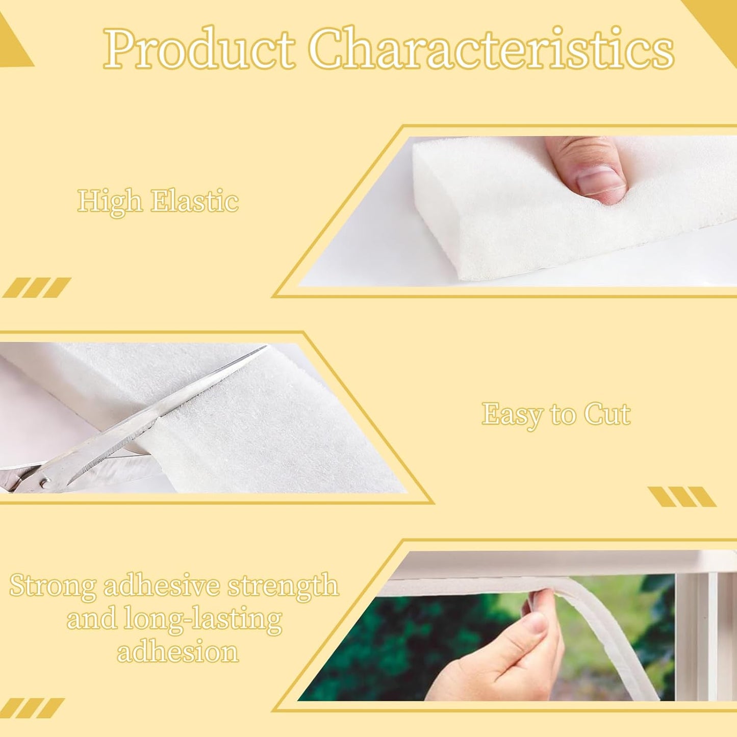 Cinta espuma autoadhesiva 1x1 pulg 6.5ft para ventanas y puertas