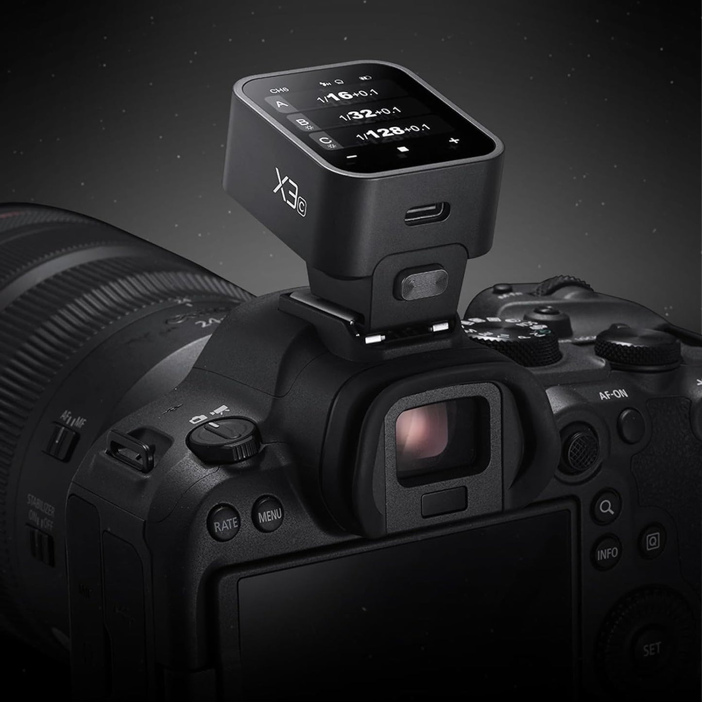 Disparador flash X3 para Canon transmisor OLED 2.4G batería litio