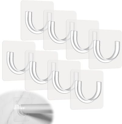 8 Soportes Adhesivos Barra Cortina Ducha Transparente Sin Taladrar
