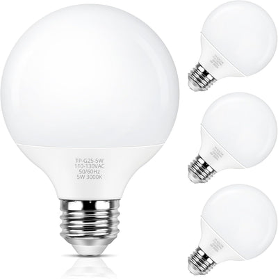 Bombillas LED G25 redondas baño 3000K E26 pack 4