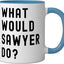 Taza cerámica What Would Sawyer Do? Azul/blanco