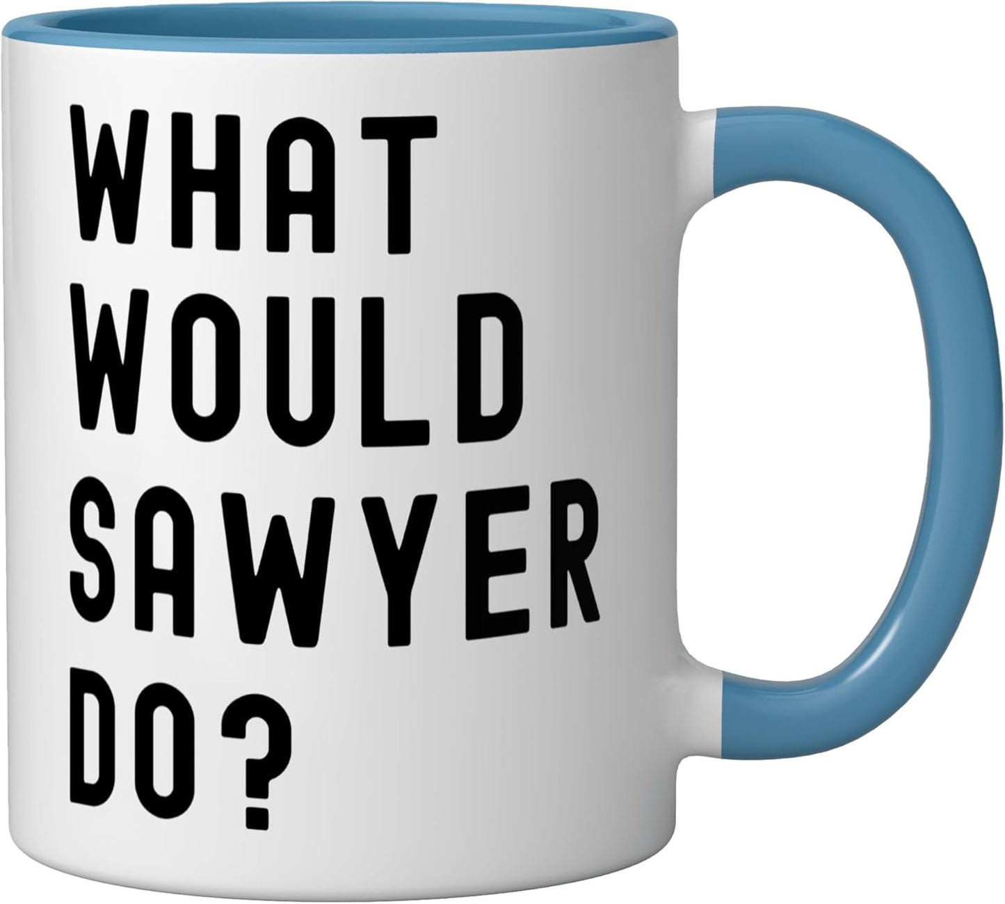 Taza cerámica What Would Sawyer Do? Azul/blanco