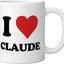 Taza de cerámica personalizada I Heart Claude en blanco