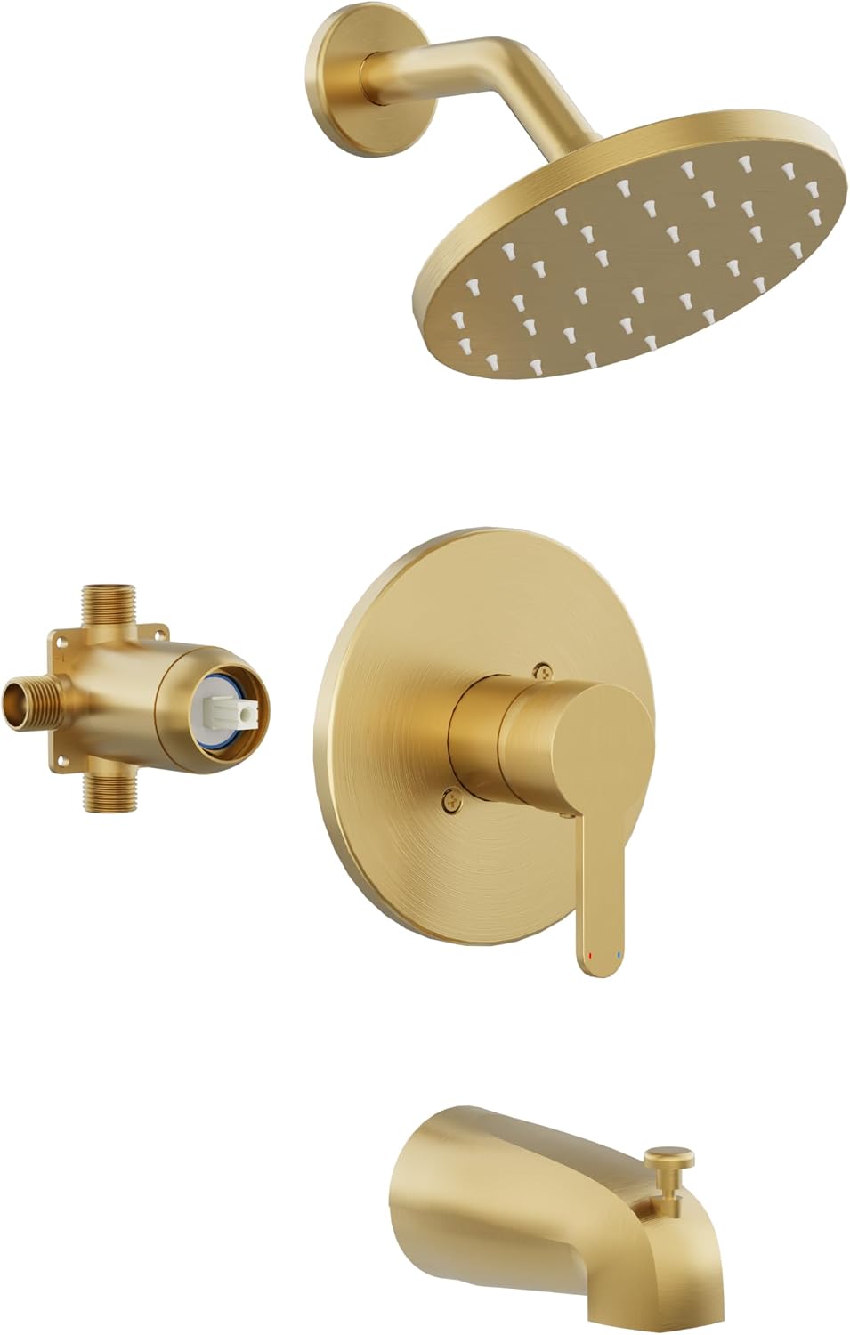 Grifo ducha bañera dorado 6pulg lluvia metal solo mango