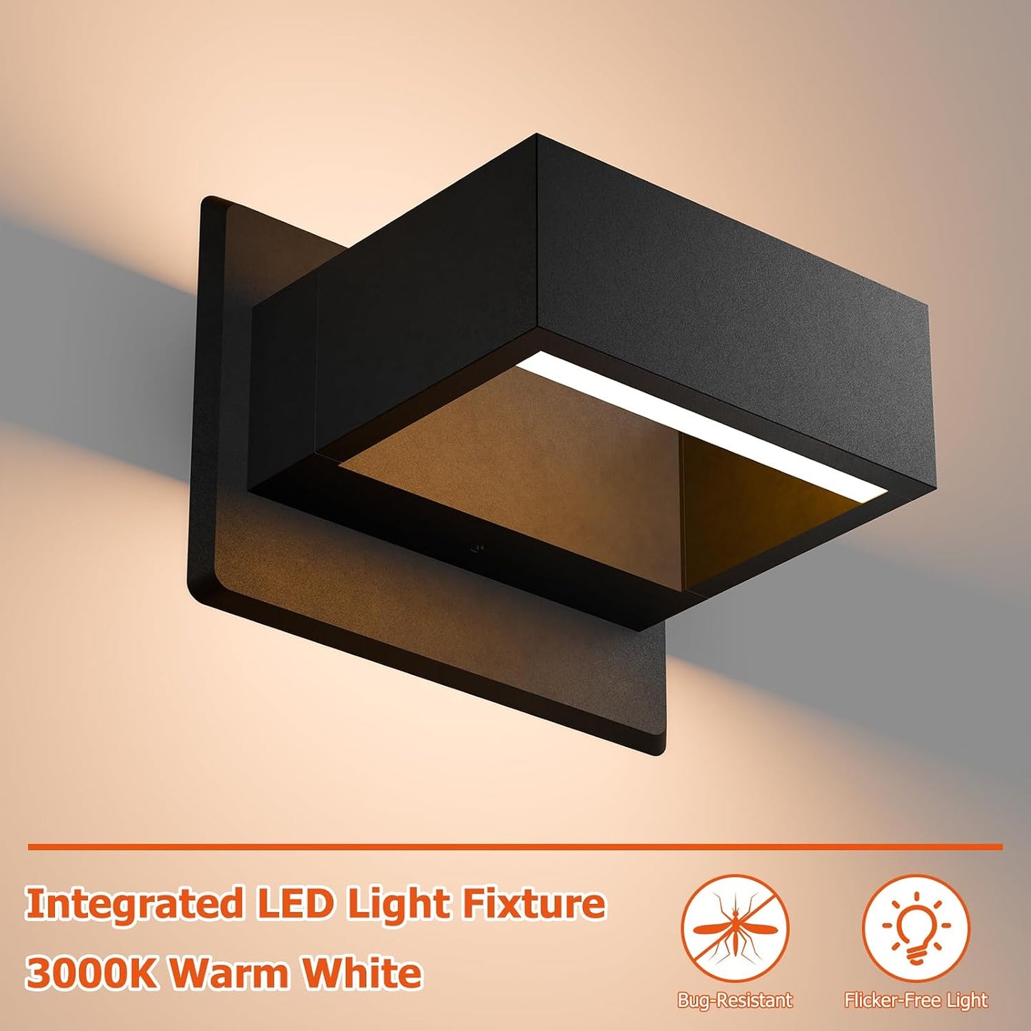 Lámpara pared exterior LED blanco cálido 3000K impermeable