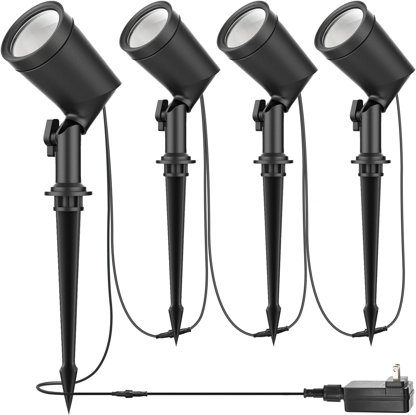 Luces paisaje al aire libre 600lm pack 4 enchufe aluminio