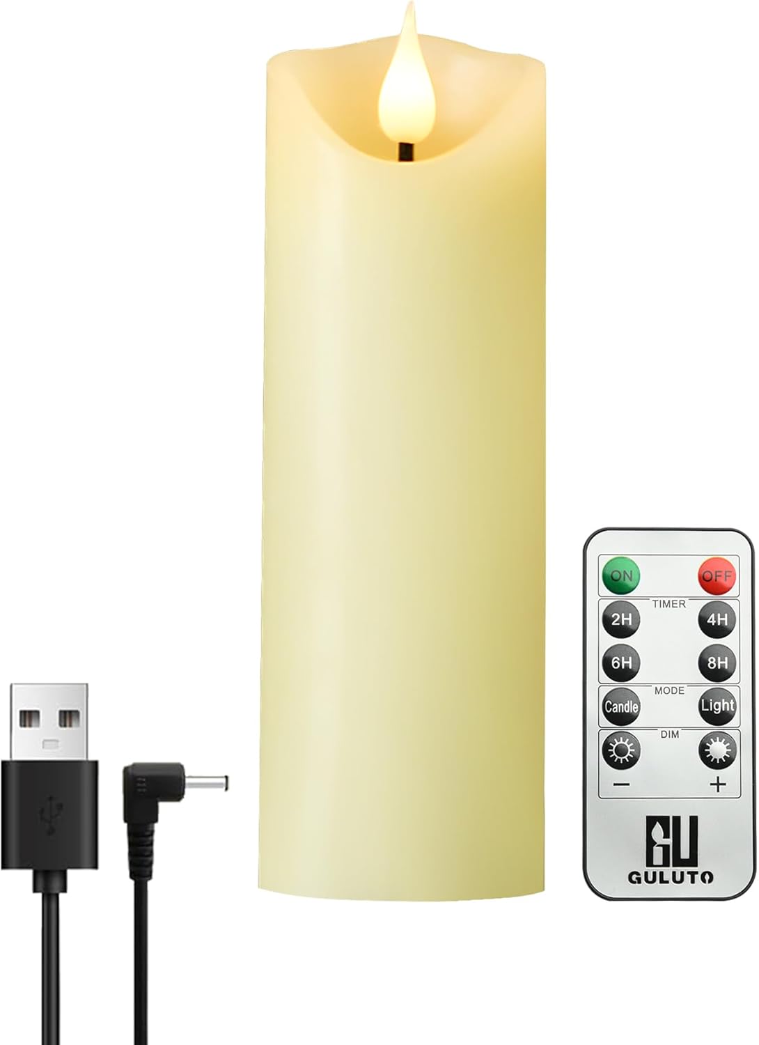 Velas LED recargables sin llama con control remoto 2x6pulg