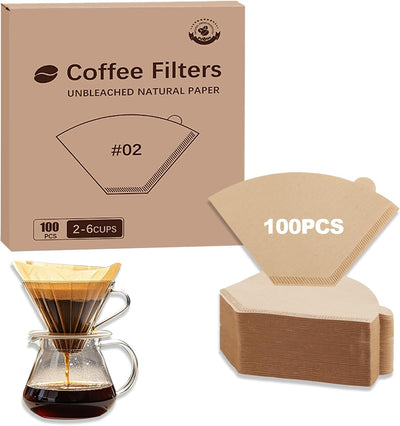 100 filtros de café en forma de cono para cafetera de goteo y pour over, sin cloro