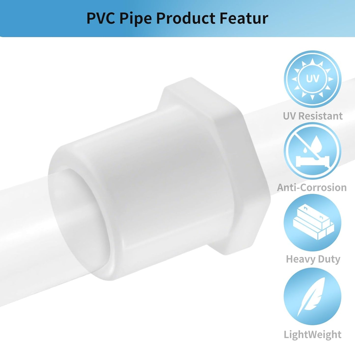 Buje reductor PVC 2x1/2 pulg SCH40 blanco pack 2